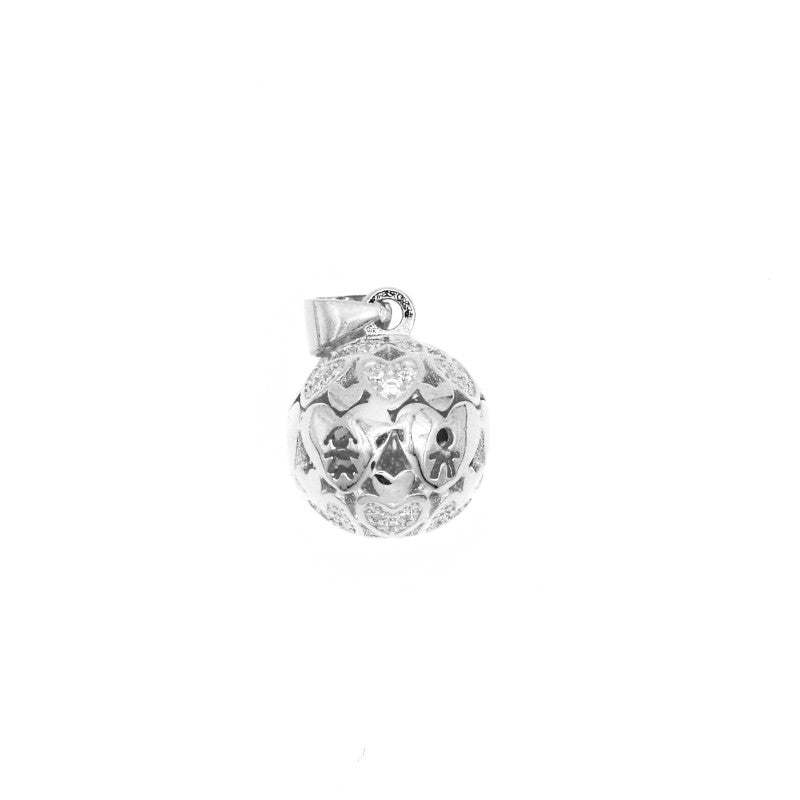 Ciondolo chiama angeli con zirconi traforato - argento 925