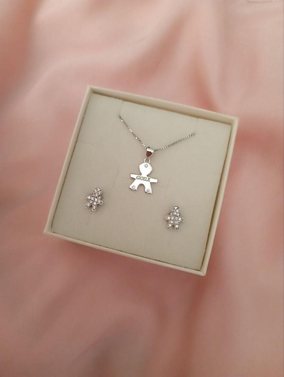 Set bimbo personalizzato con orecchini - argento 925