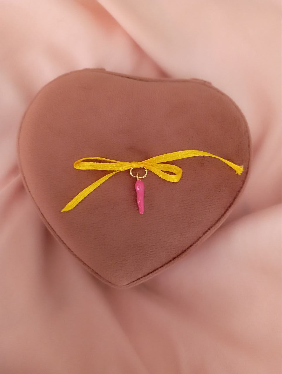Ciondolo corno smaltato fucsia - argento 925 gold