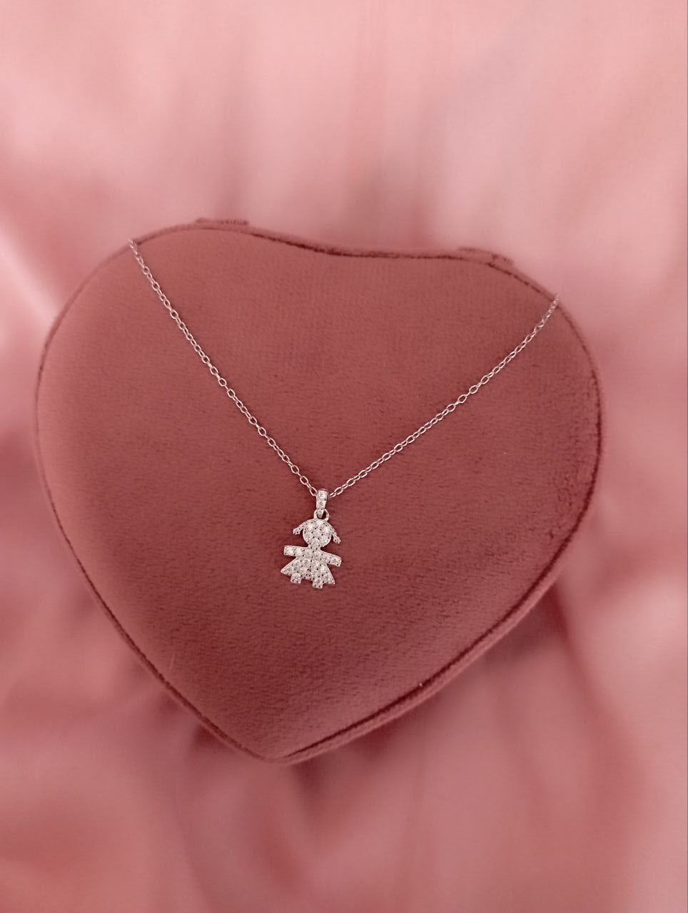 Collana rollo' con bimba pendente - argento 925
