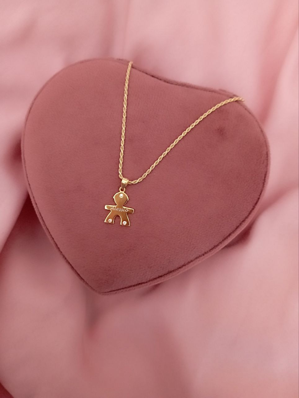 Collana torchon con bimbo personalizzato - argento 925