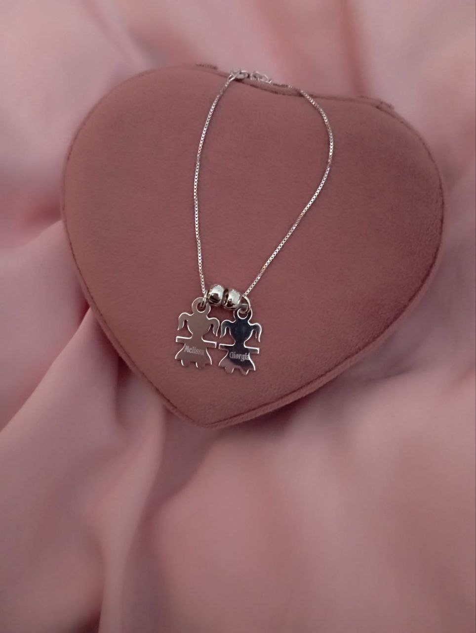 Bracciale con bimbe personalizzate e ciambelline - argento 925