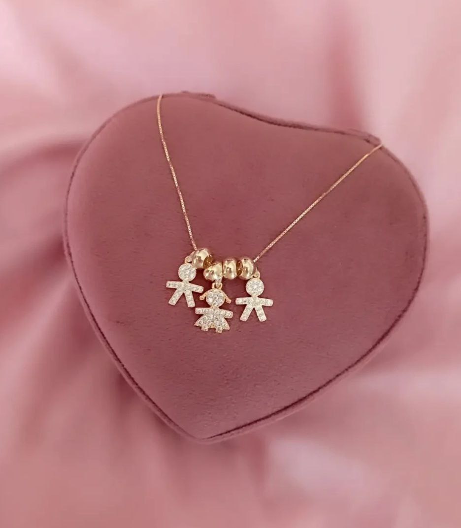 Collana con bimbi pendenti - argento 925 placcato