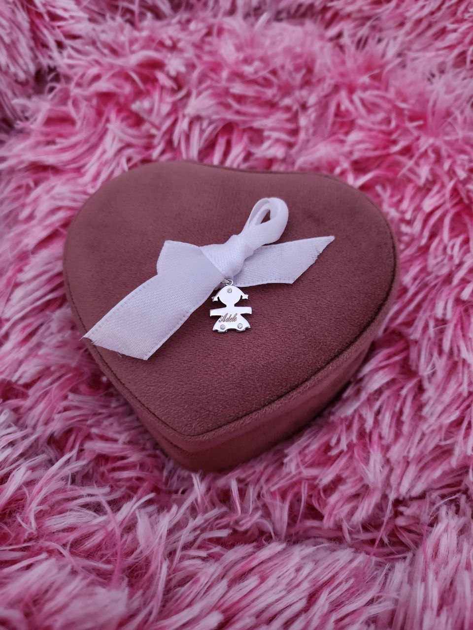 Ciondolo bimba 3 zirconi da personalizzare - argento 925