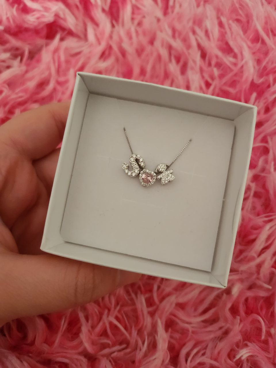 Collana iniziale personalizzata-cuore rosa- bimba - argento 925
