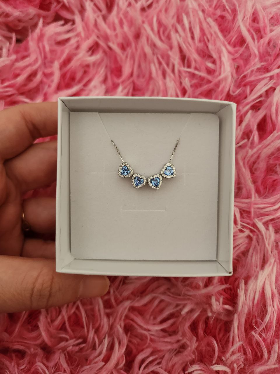 Collana con quattro cuori passanti - argento 925