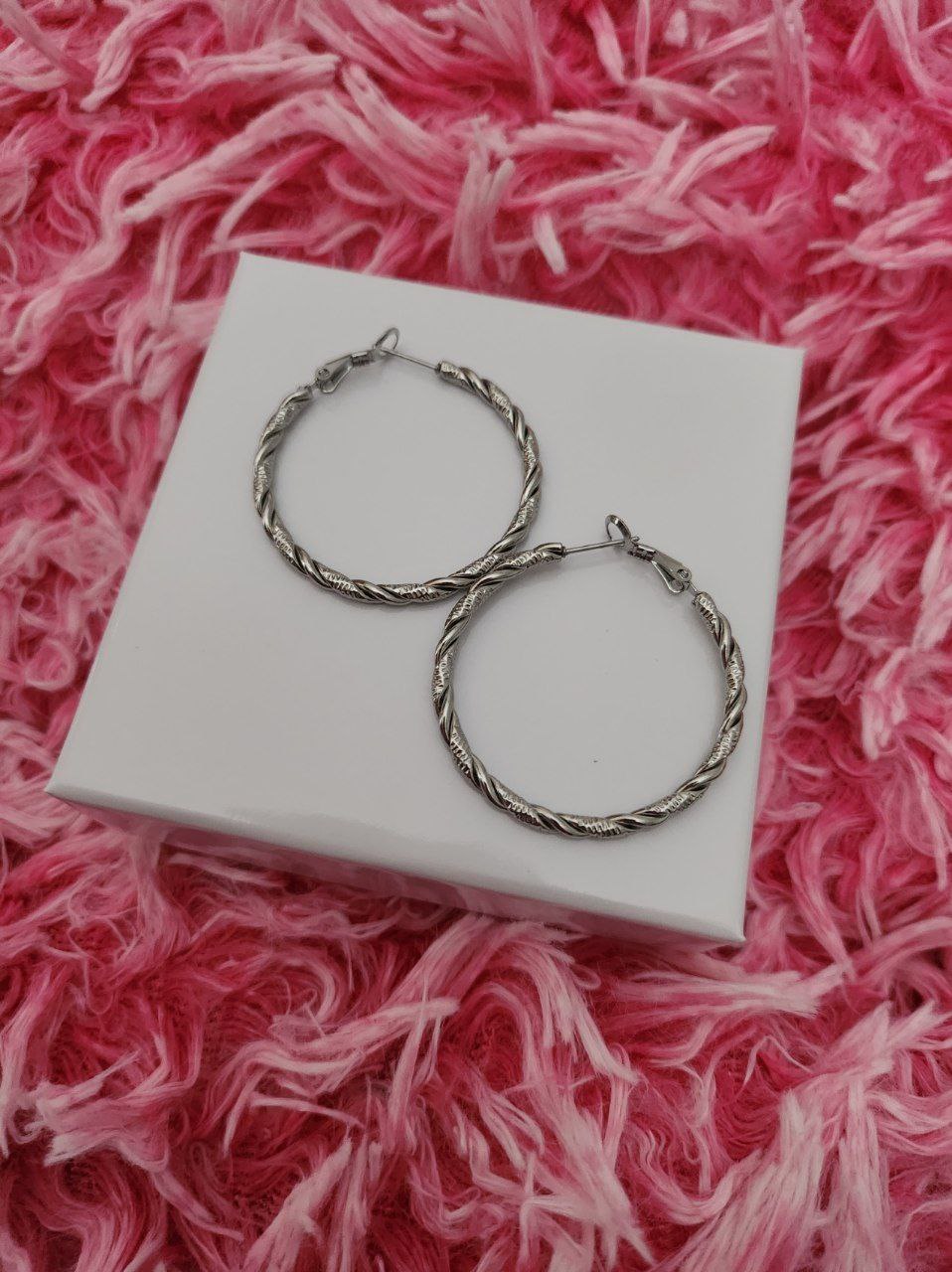 Orecchini cerchio 3,5cm intreccio - silver