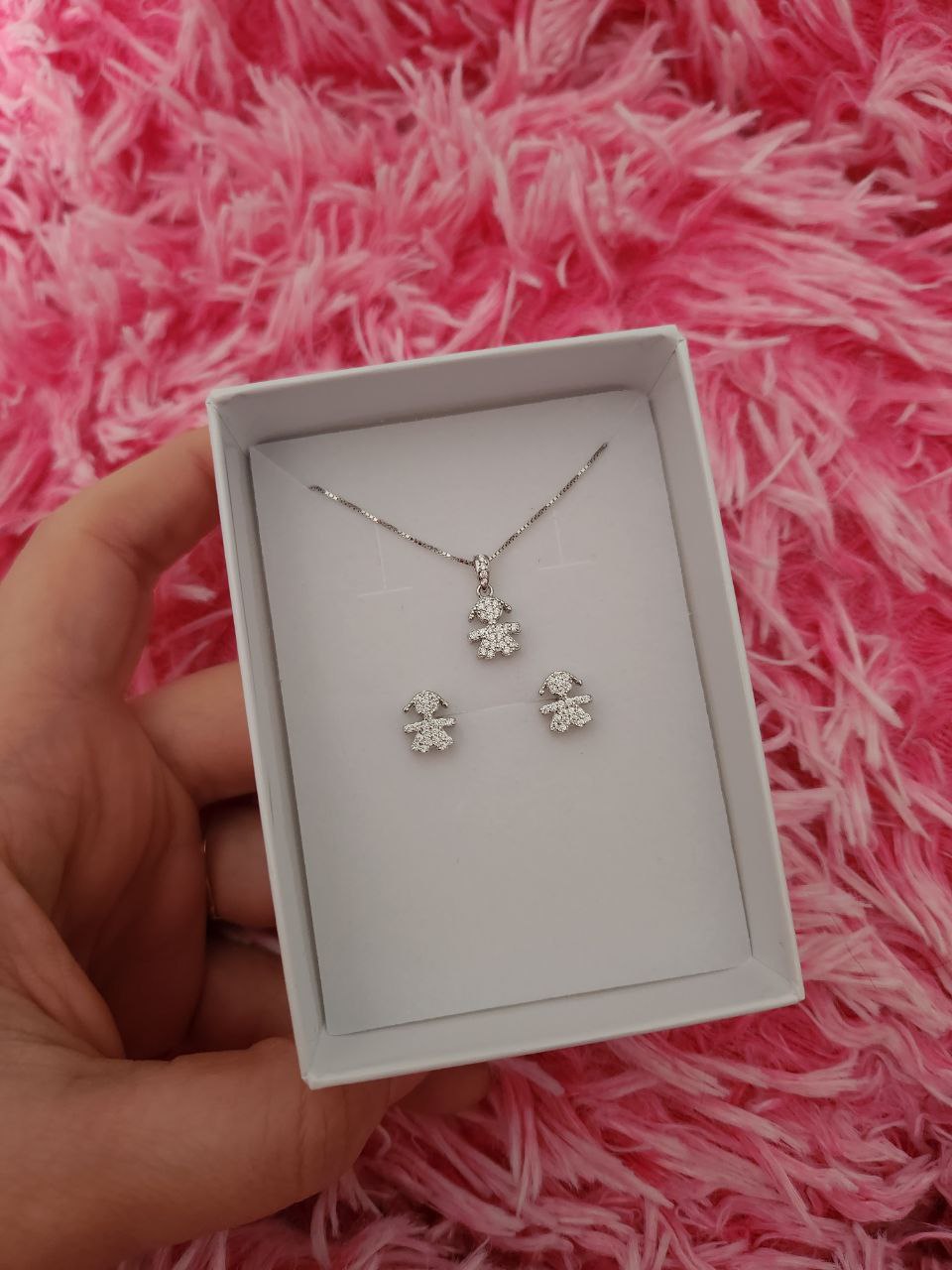 Set: collana bimba e orecchini bimba - argento 925