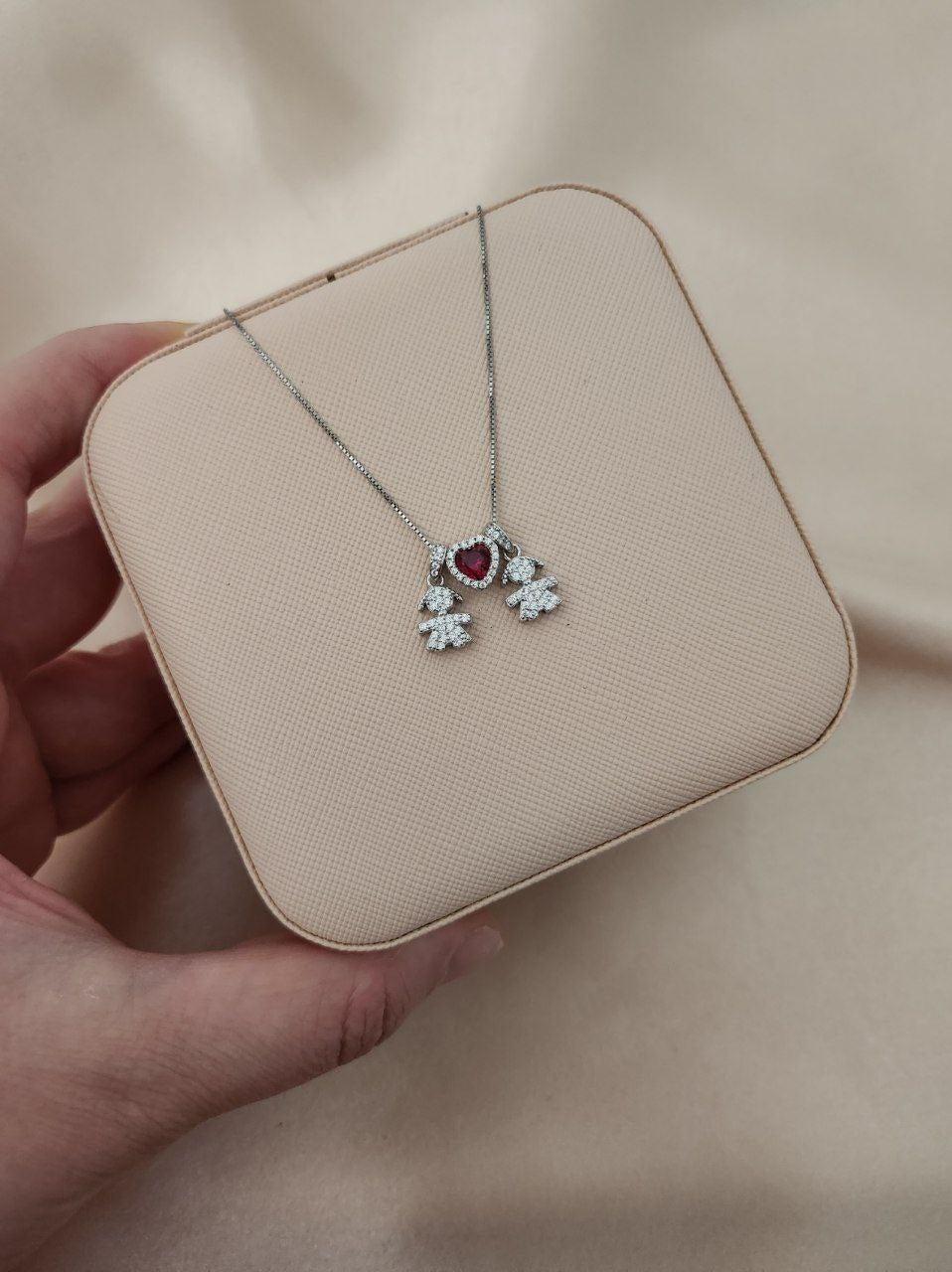 Collana con bimba pendente - cuore rosso - bimba - ARGENTO 925