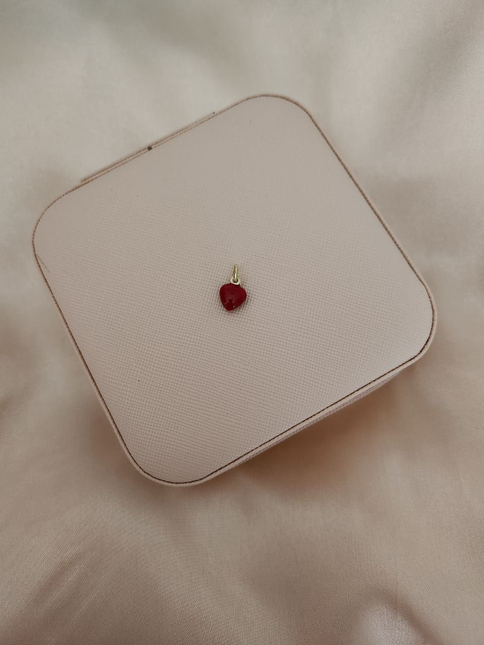 Ciondolo cuore smaltato rosso - argento 925 gold