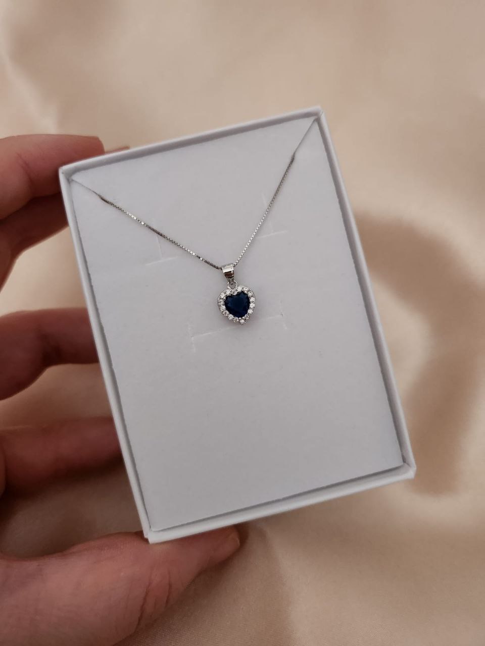 Collana con cuore blu - argento 925