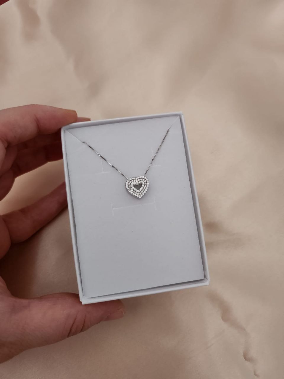 Collana con cuore bianco - argento 925