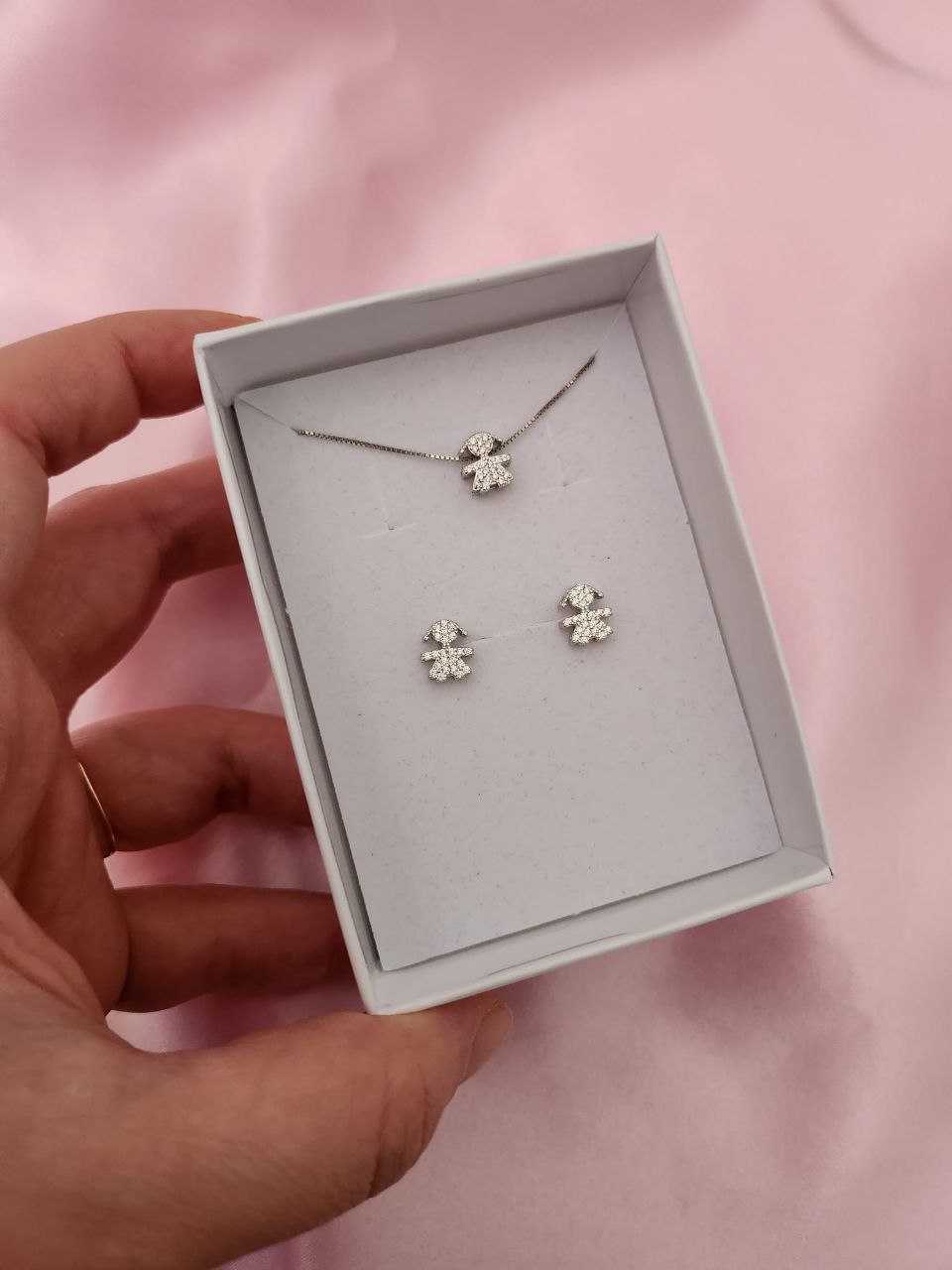 Set: collana bimba passante e orecchini bimba - argento 925