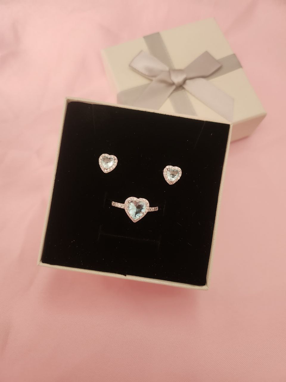 Set anello e orecchini acquamarina - argento 925