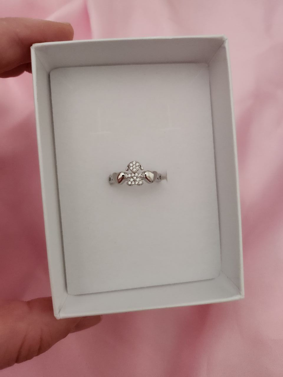 Anello baby bimba con cuori silver - argento 925
