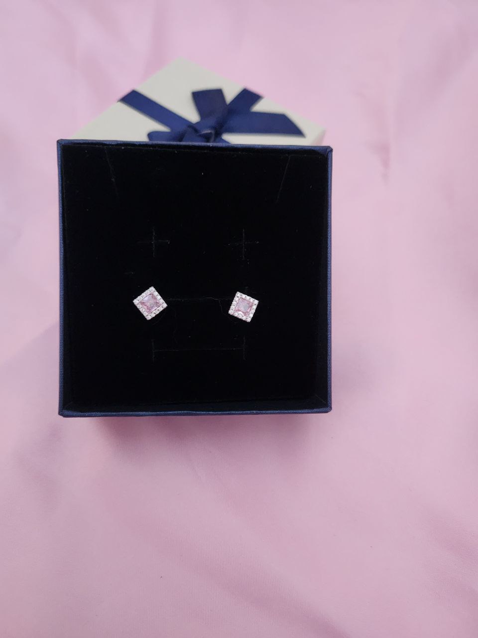 Orecchini punto luce rosa- argento 925