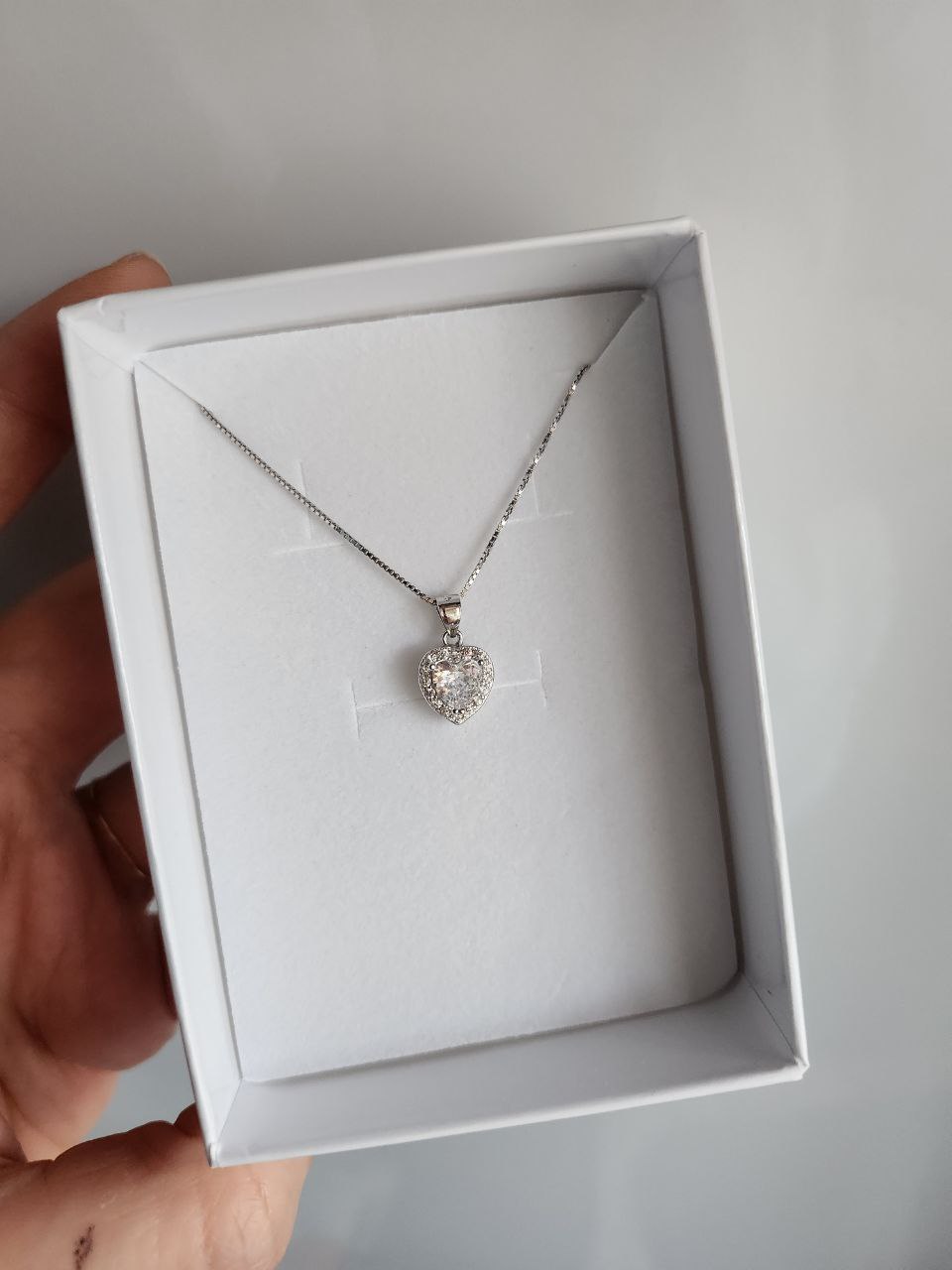 Collana con cuore bianco pendente - argento 925