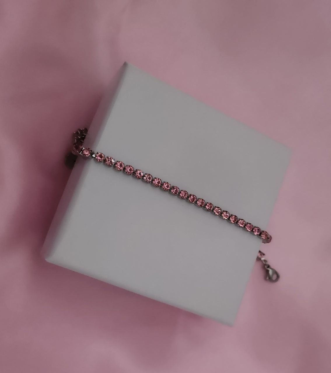 Bracciale tennis rosa silver