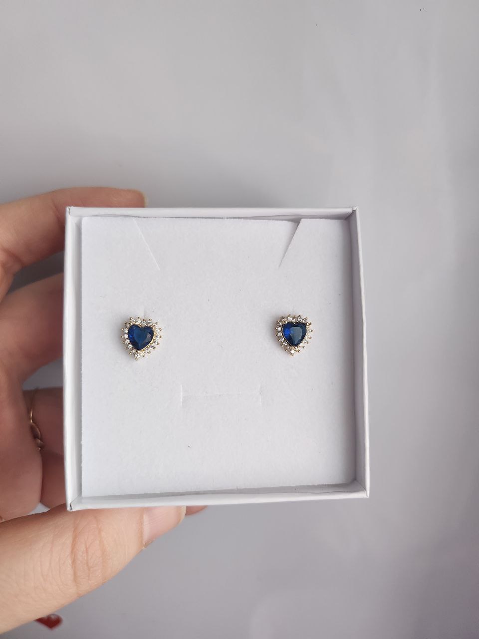 Orecchini cuore blu oro