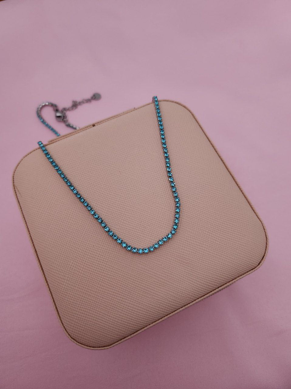 Collana tennis azzurro silver