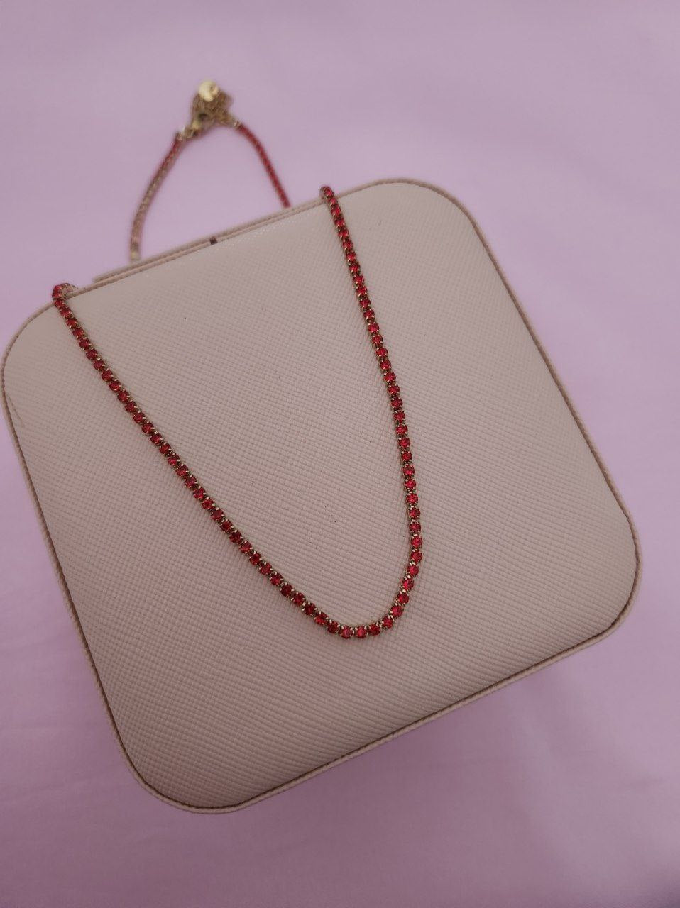 Collana tennis rosso- gold
