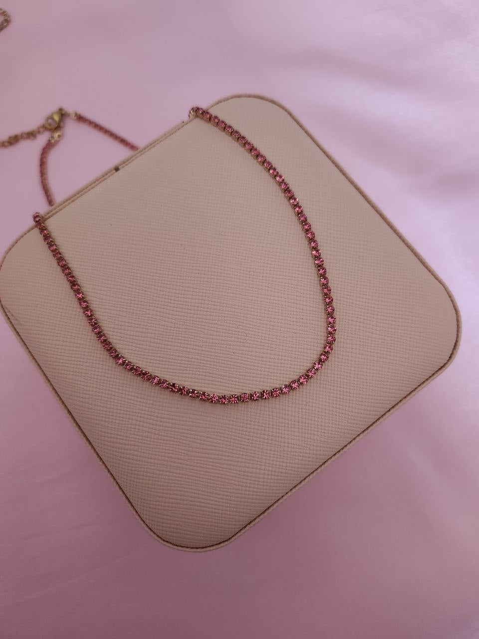 Collana tennis rosa- gold