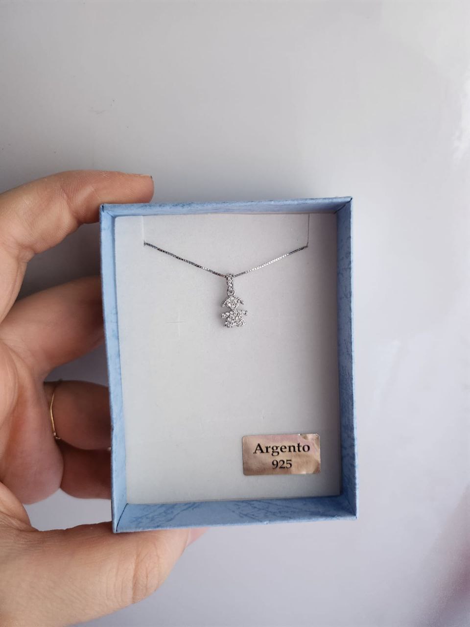 Collana con bimba pendente zirconata- argento 925
