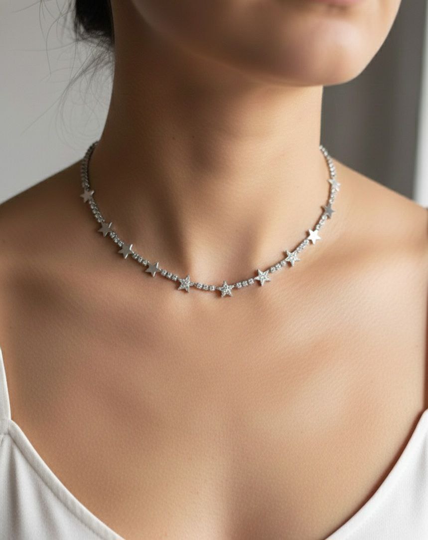 Collana tennis con stelline silver