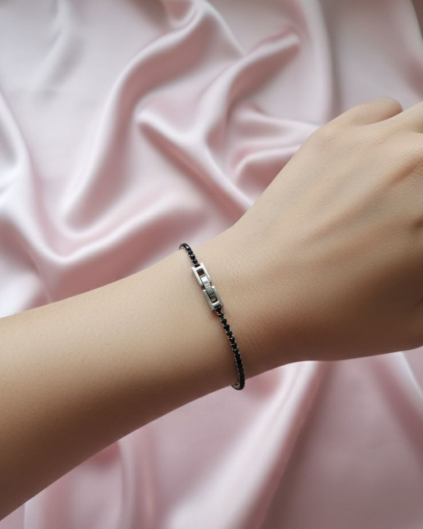 Bracciale tennis nero 3mm
