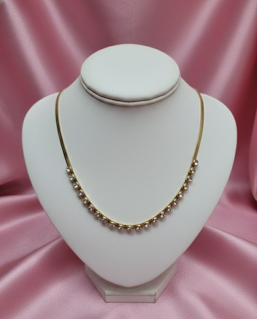 Collana snake con strass bianchi