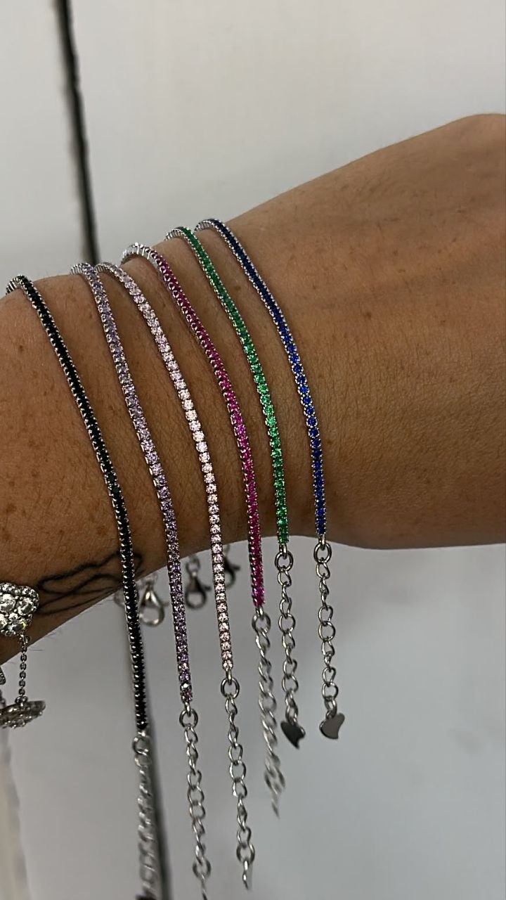 Bracciale tennis multicolor - argento 925
