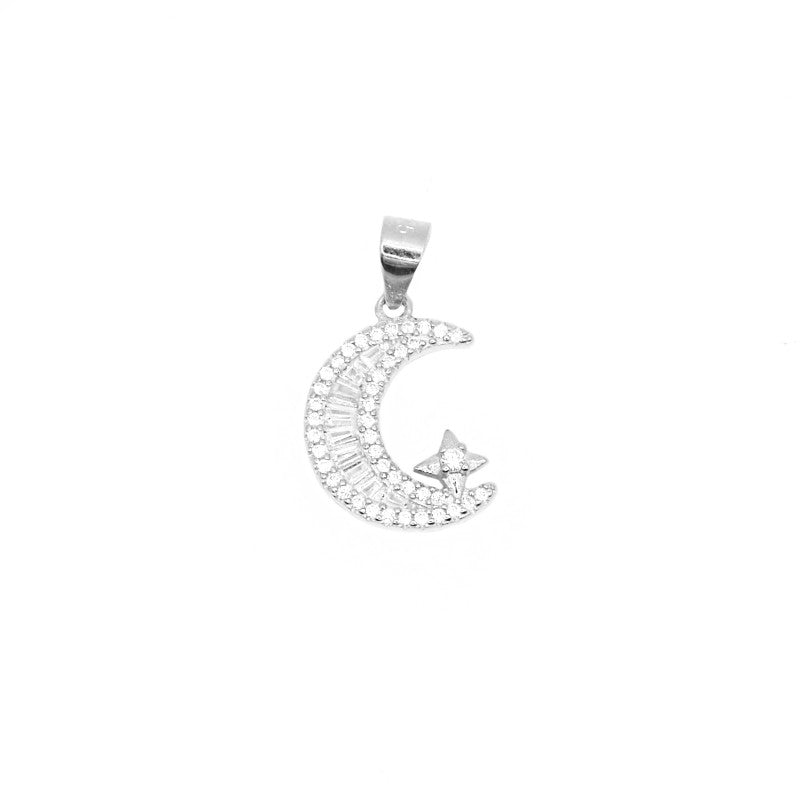 Ciondolo luna zirconata - argento 925