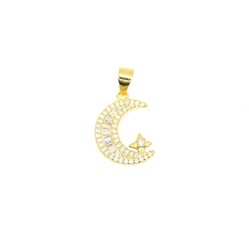 Ciondolo luna zirconata - argento 925