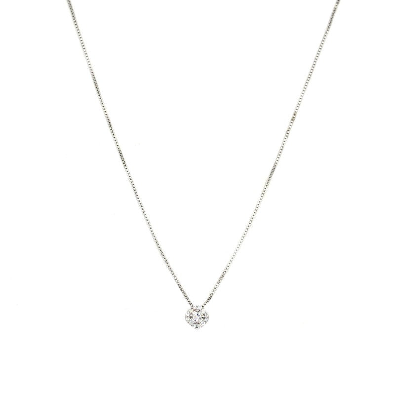 Collana punto luce bianco- argento 925 placcato oro bianco