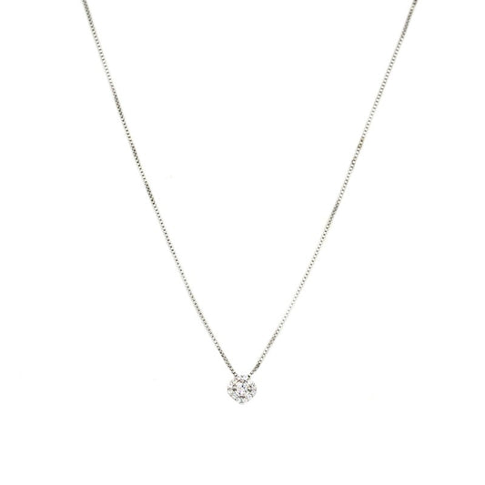 Collana punto luce bianco- argento 925 placcato oro bianco