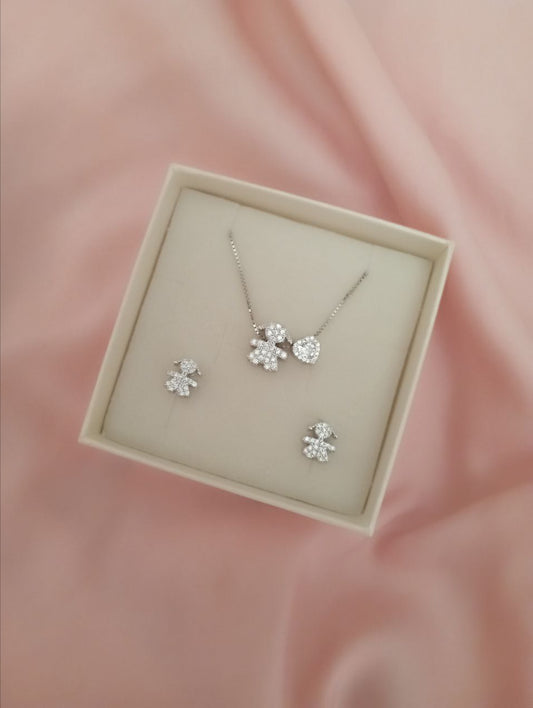 Set bimba  passante e cuore bianco- argento 925