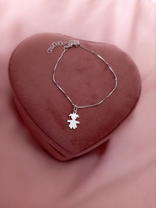 Bracciale veneziana con bimba mini  pendente -argento 925