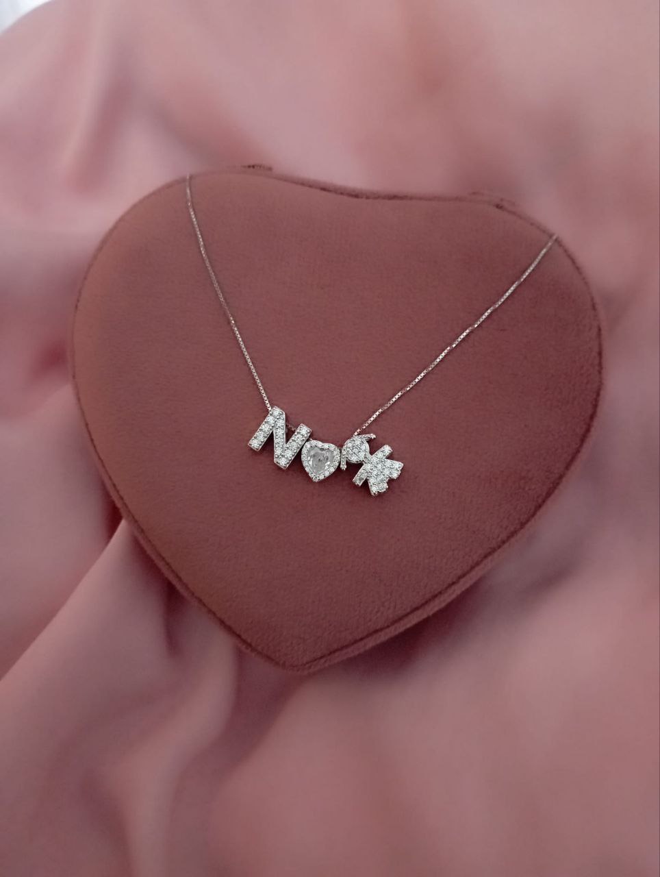 Collana veneziana  con lettera  cuore e bimba passanti- argento 925