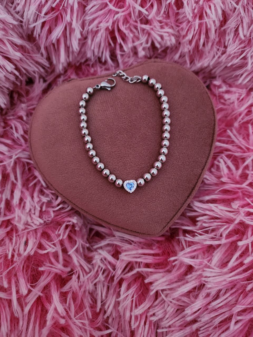 Bracciale con cuore azzurro - argento 925
