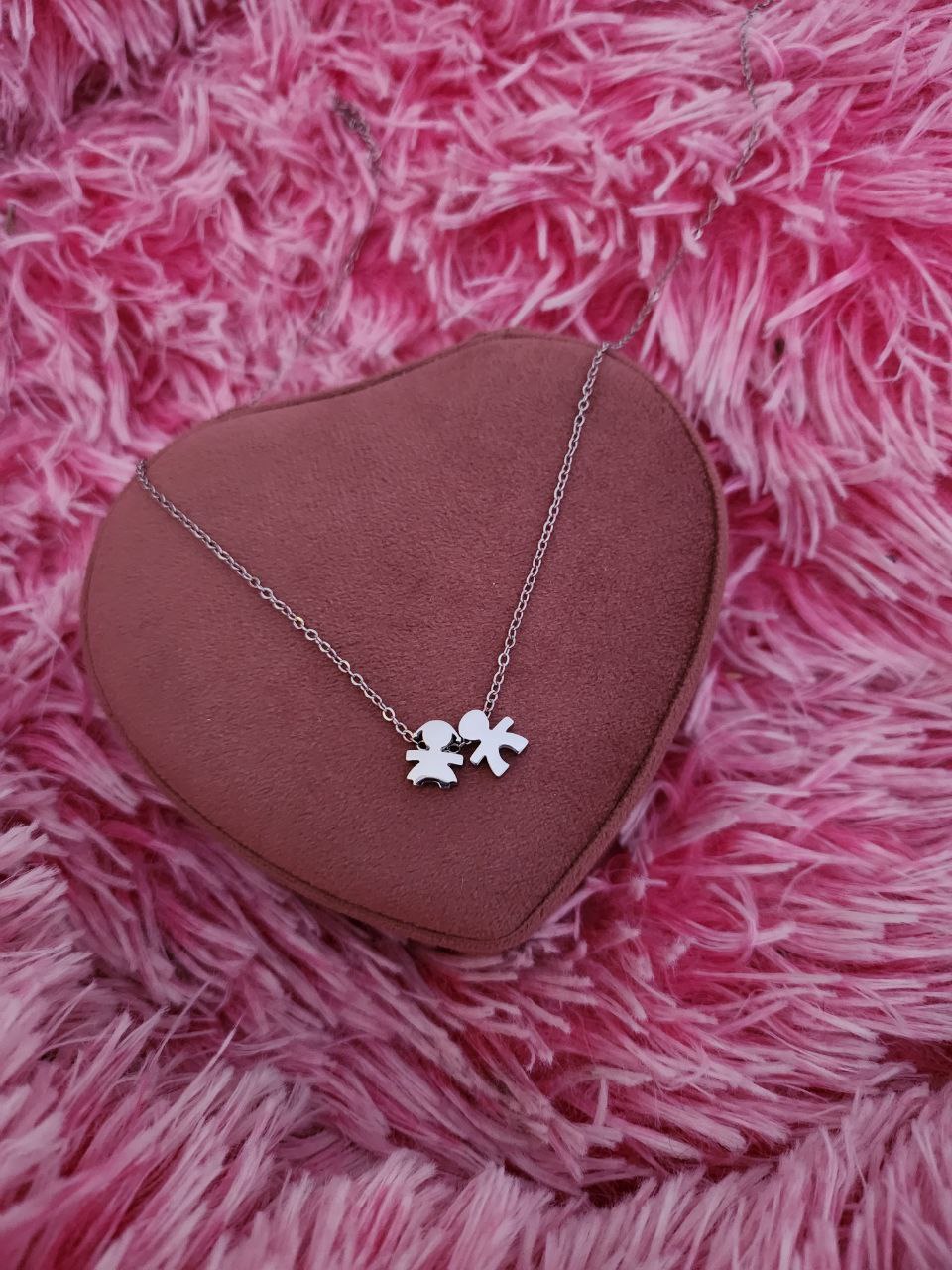 Collana con due bimbi passanti silver