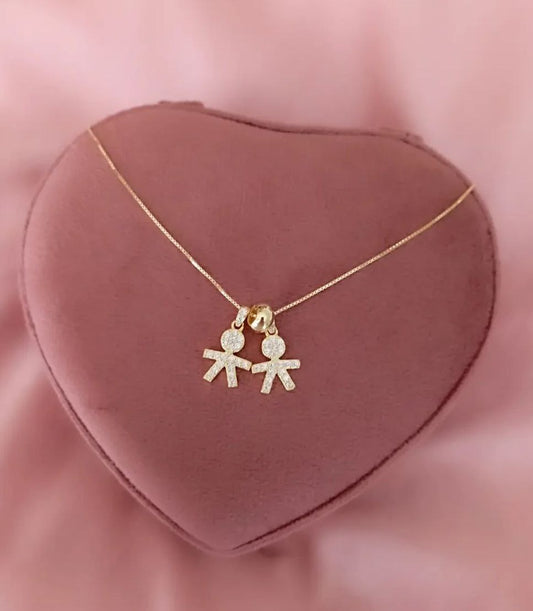 Collana con bimbi pendenti  - argento 925 placcato