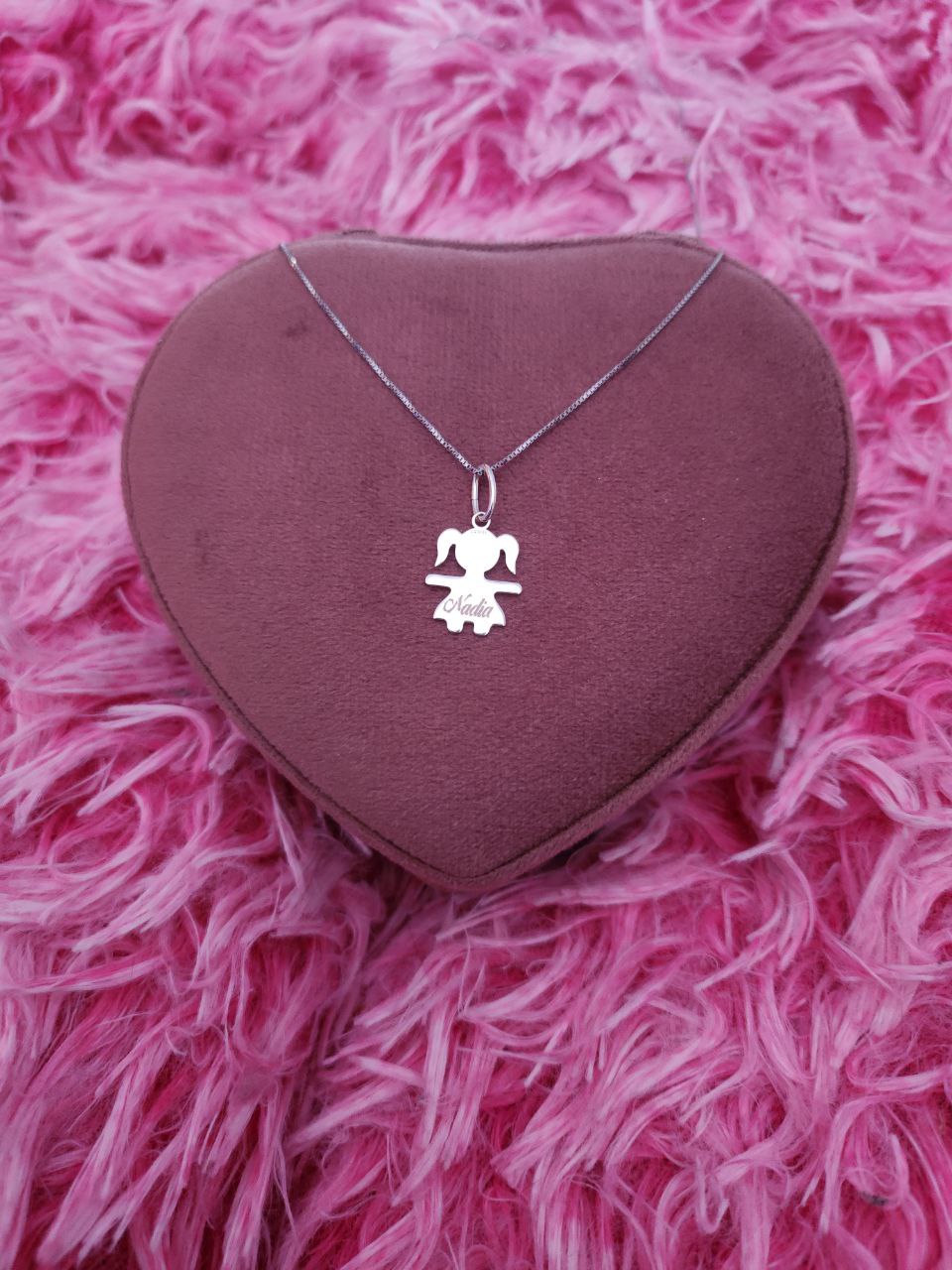 Collana bimba liscia con incisione  - argento 925