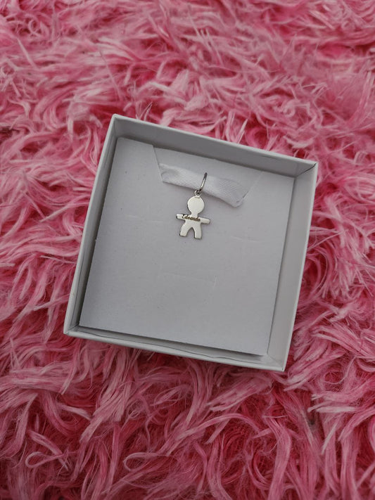 Ciondolo bimbo liscio con personalizzazione  - argento 925