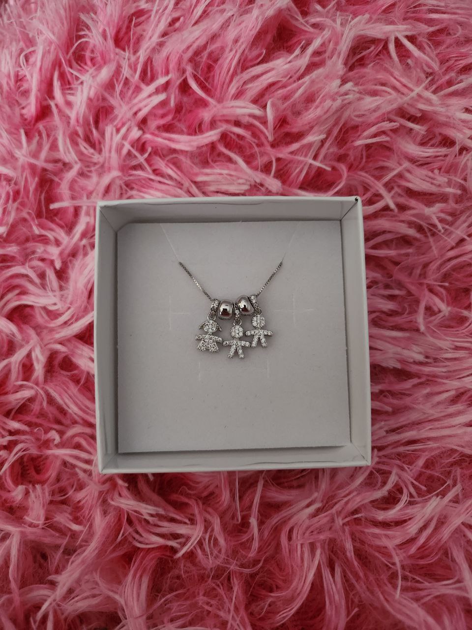 Collana con tre bimbi e 2 ciambelline - argento 925