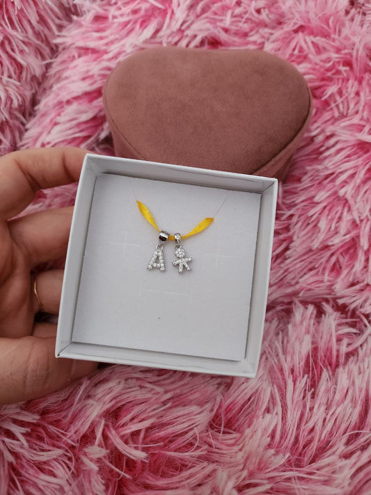 Set  2 ciondoli: lettera personalizzata e bimbo/a - argento 925