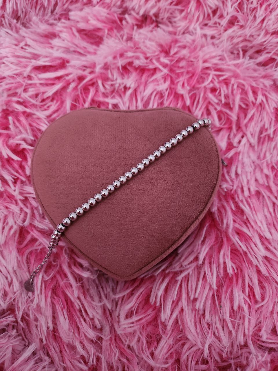 Bracciale con perline 6mm silver