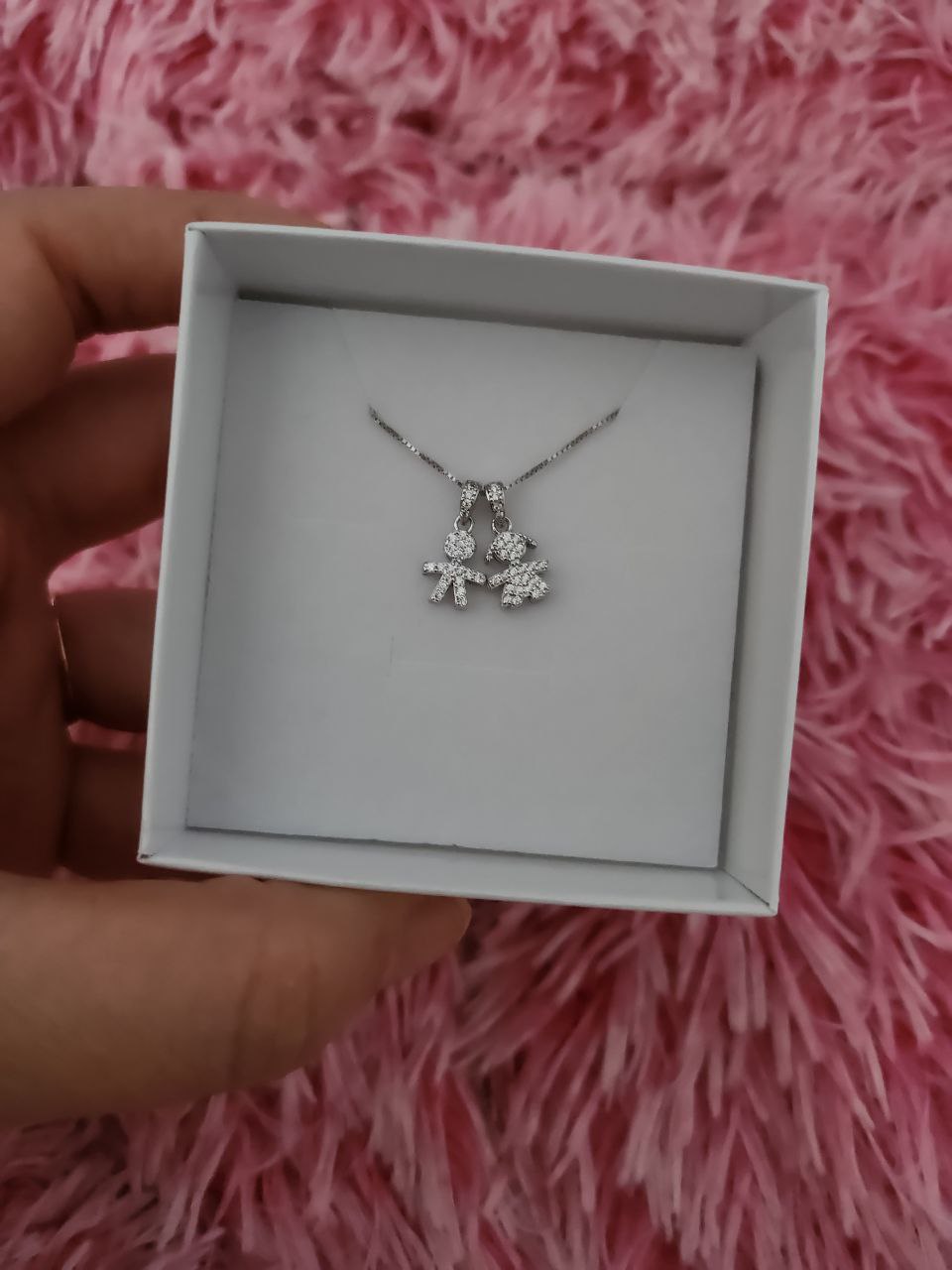 Collana bimbo e bimba pendenti senza separatori - argento 925