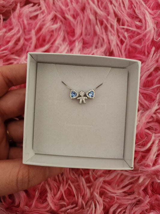 Collana con bimbo e due cuori - argento 925