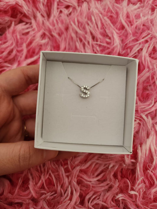 Collana con lettera personalizzata passante   - argento 925