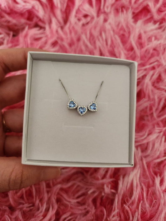 Collana con tre cuori passanti   - argento 925
